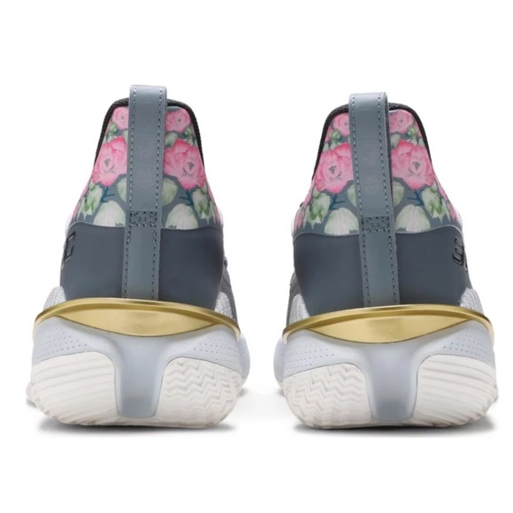 UNDER ARMOUR Curry 7 Chinese New Year Rose pink Halo Grey Floral Shoes Size 6.5 - Picture 4 of 16